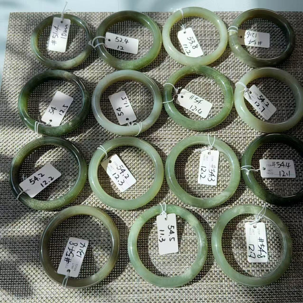 DEAL! Natural Green Nephrite Jade Bangle, Size 51-55mm Lake Green Jade Bracelet, Affordable Everyday Jade Bangle, One of a Kind Jade Jewelry