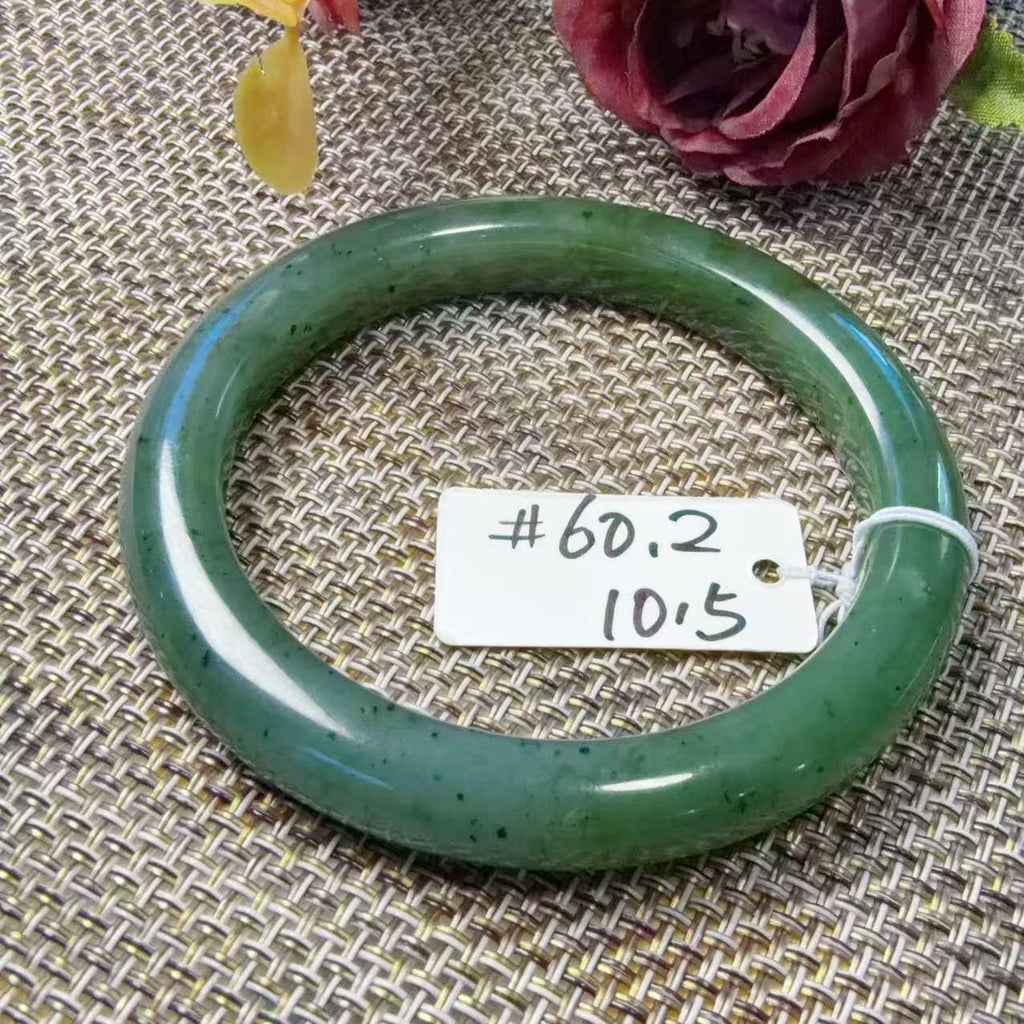 Natural Nephrite Jade Bangle, Rich Green Jade Bracelet, Classic Wide Jade Bangle, Genuine Green Jade Jewelry, 52-60mm Bangle, One of a Kind