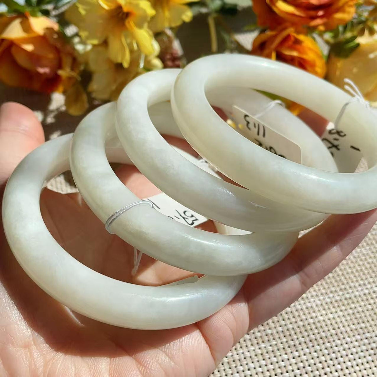 Certified Natural Creamy White Jade Bangle Bracelet | Nephrite White Jade Bangle | 57-58.5mm Jade Bangle, Gift for Her, One of a Kind