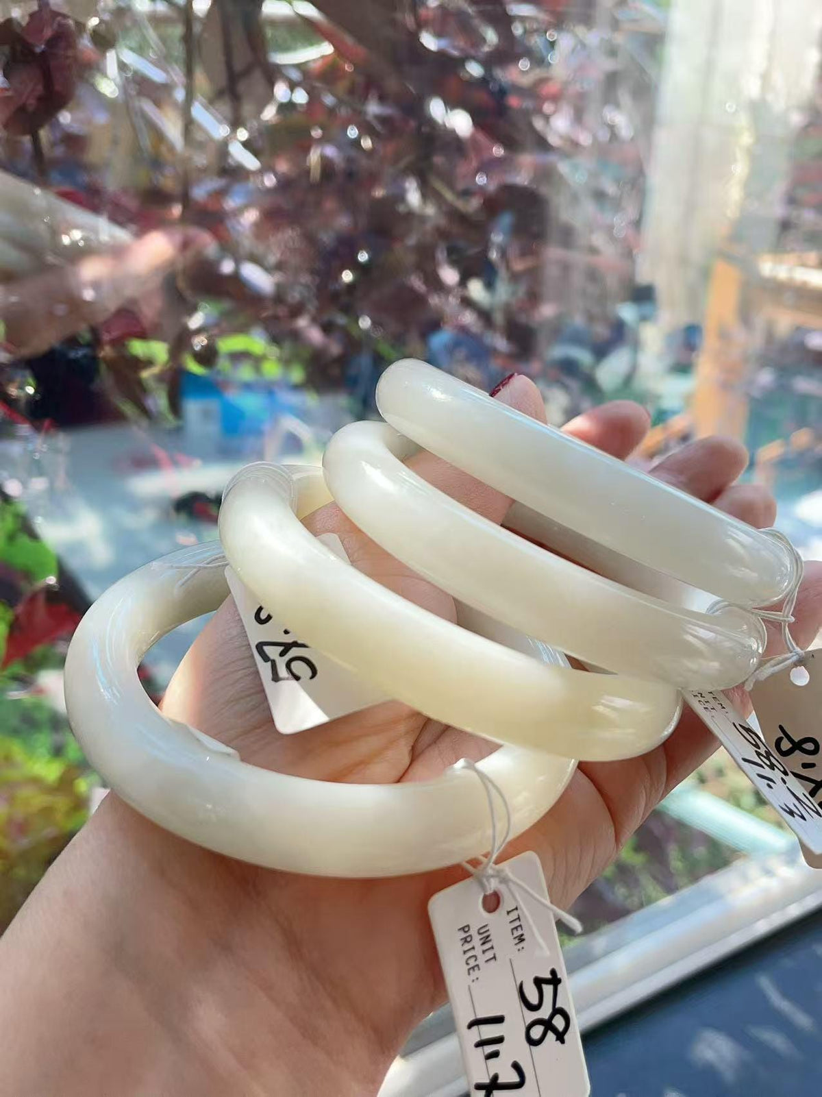 Certified Natural Creamy White Jade Bangle Bracelet | Nephrite White Jade Bangle | 57-58.5mm Jade Bangle, Gift for Her, One of a Kind
