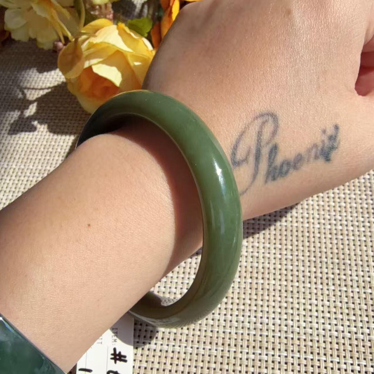 Natural Green Jade Bangle 60mm | Avocado Green Nephrite Jade Bracelet | 12.2mm Classic Round Bangle | Certificate Included