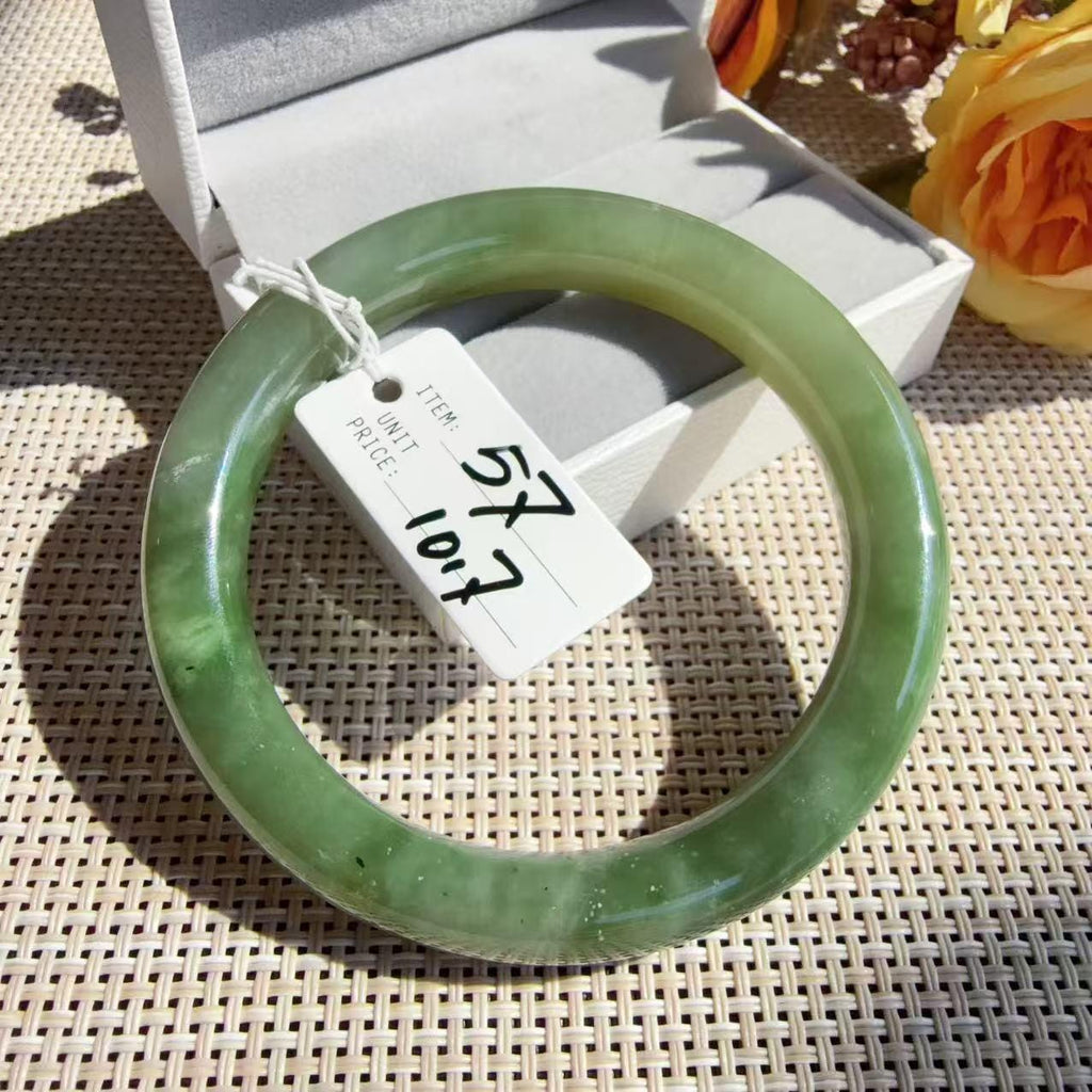 Certified Natural Green Jade Bangle , Lake Green Nephrite Jade Bangle , 57-59mm Multiple Sizes Bangle, One of a Kind