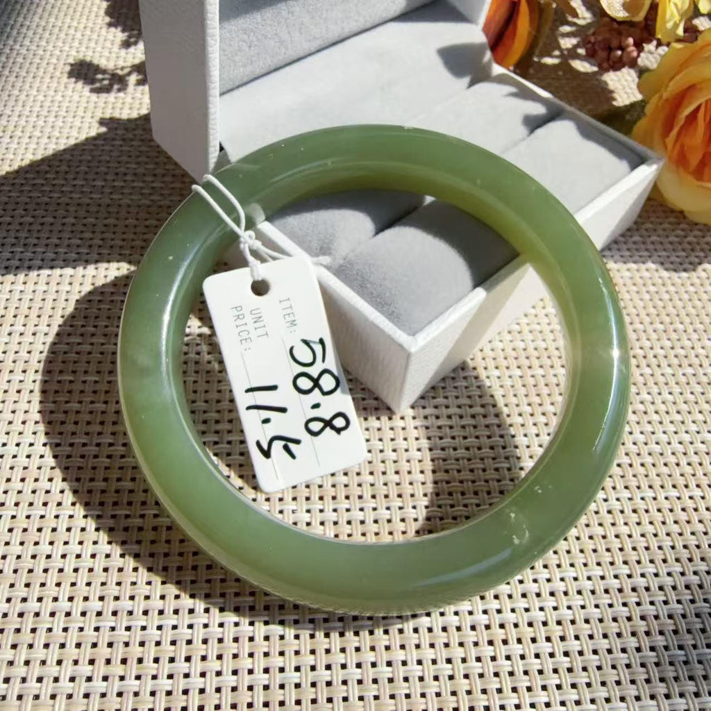 Certified Natural Green Jade Bangle , Lake Green Nephrite Jade Bangle , 57-59mm Multiple Sizes Bangle, One of a Kind