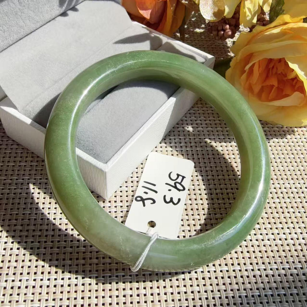 Certified Natural Green Jade Bangle , Lake Green Nephrite Jade Bangle , 57-59mm Multiple Sizes Bangle, One of a Kind