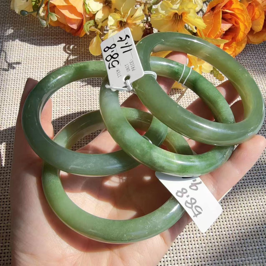 Certified Natural Green Jade Bangle , Lake Green Nephrite Jade Bangle , 57-59mm Multiple Sizes Bangle, One of a Kind