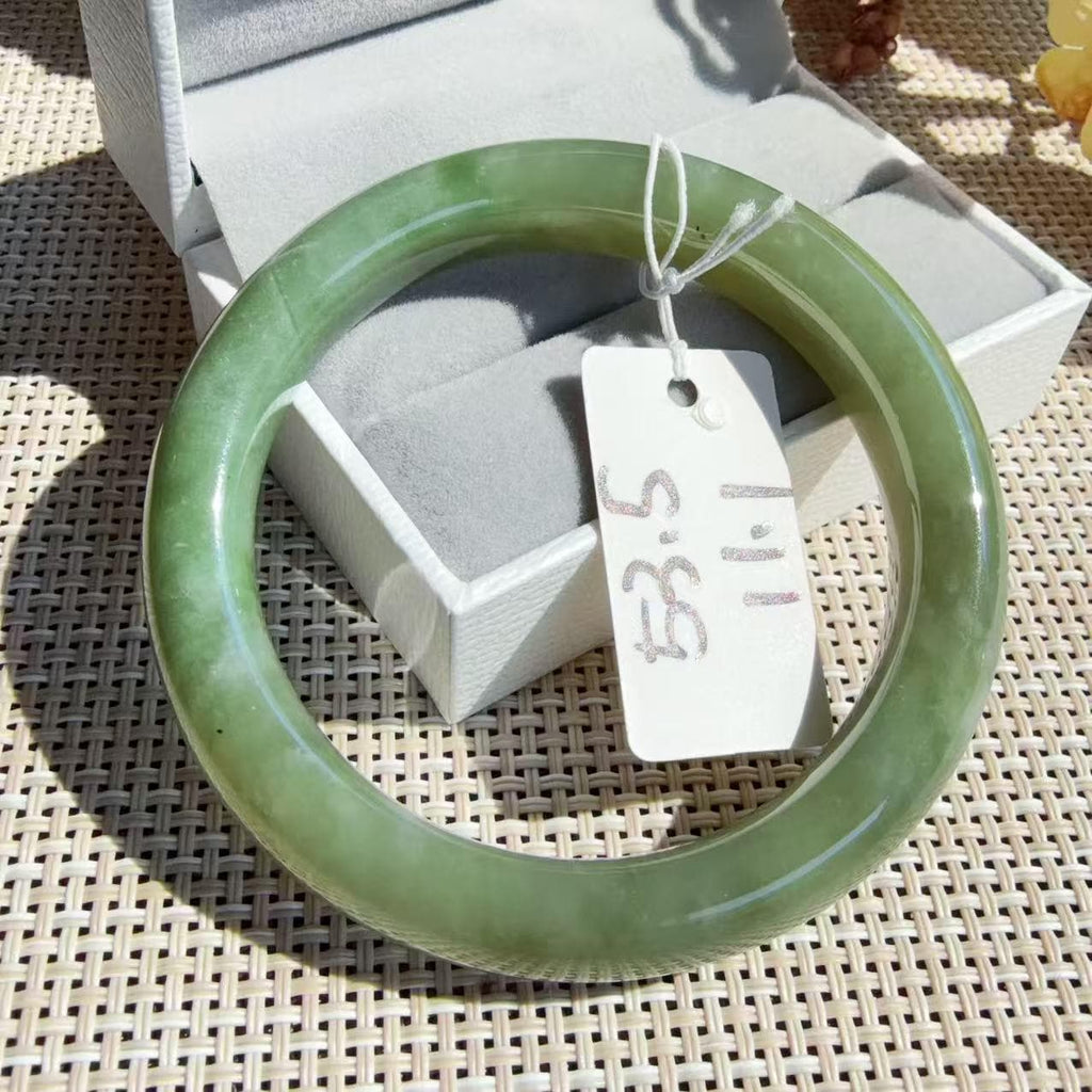 Certified Natural Green Jade Bangle , Lake Green Nephrite Jade Bangle , 53-56mm Multiple Sizes Bangle, One of a Kind