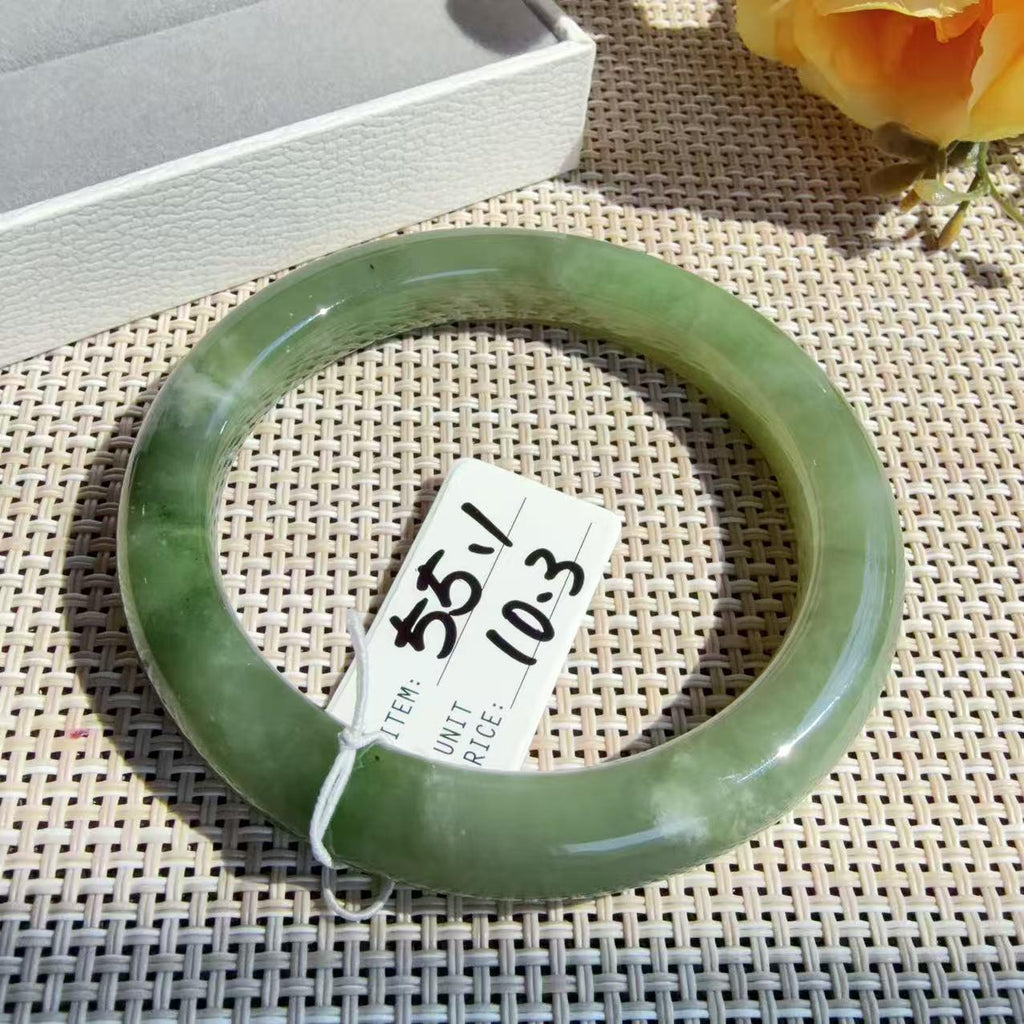 Certified Natural Green Jade Bangle , Lake Green Nephrite Jade Bangle , 53-56mm Multiple Sizes Bangle, One of a Kind