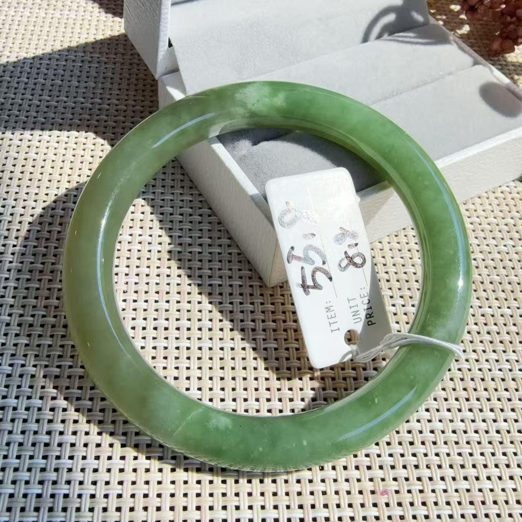 Certified Natural Green Jade Bangle , Lake Green Nephrite Jade Bangle , 53-56mm Multiple Sizes Bangle, One of a Kind