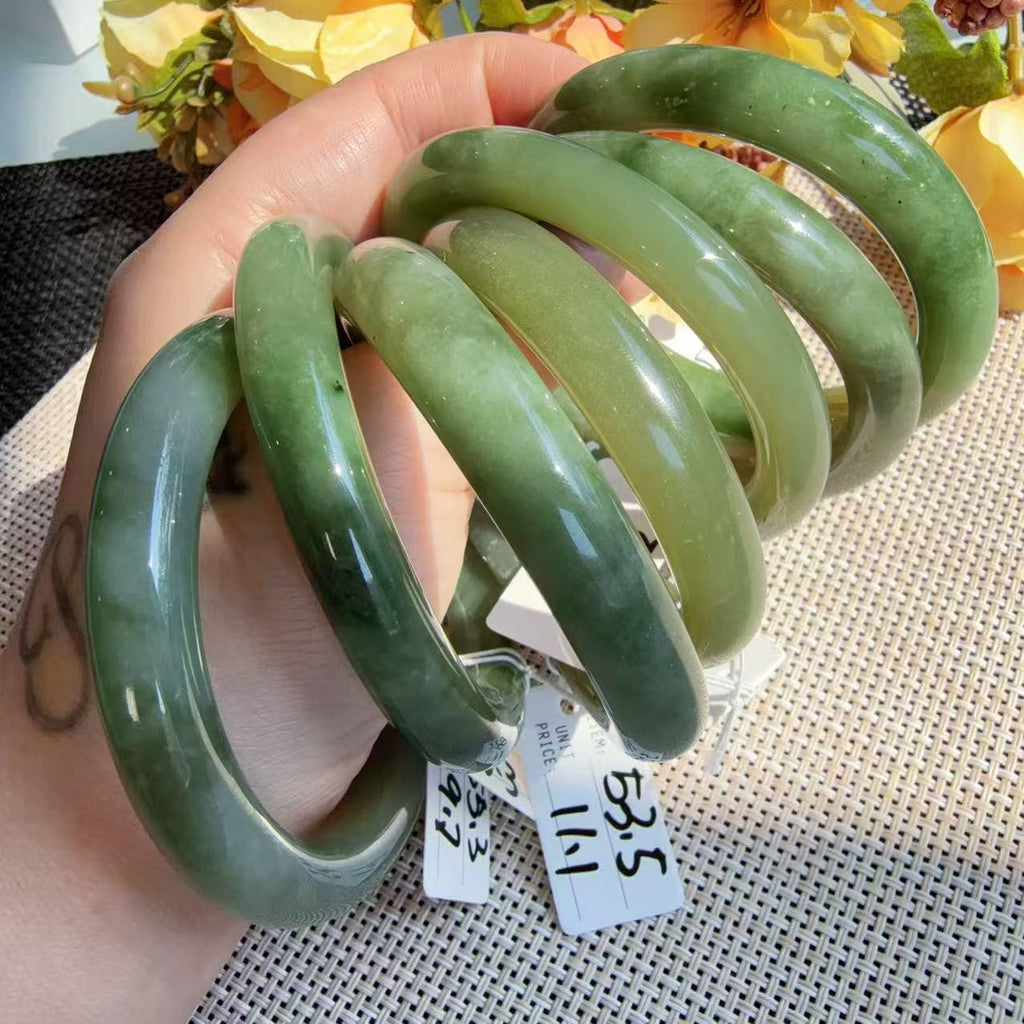 Certified Natural Green Jade Bangle , Lake Green Nephrite Jade Bangle , 53-56mm Multiple Sizes Bangle, One of a Kind