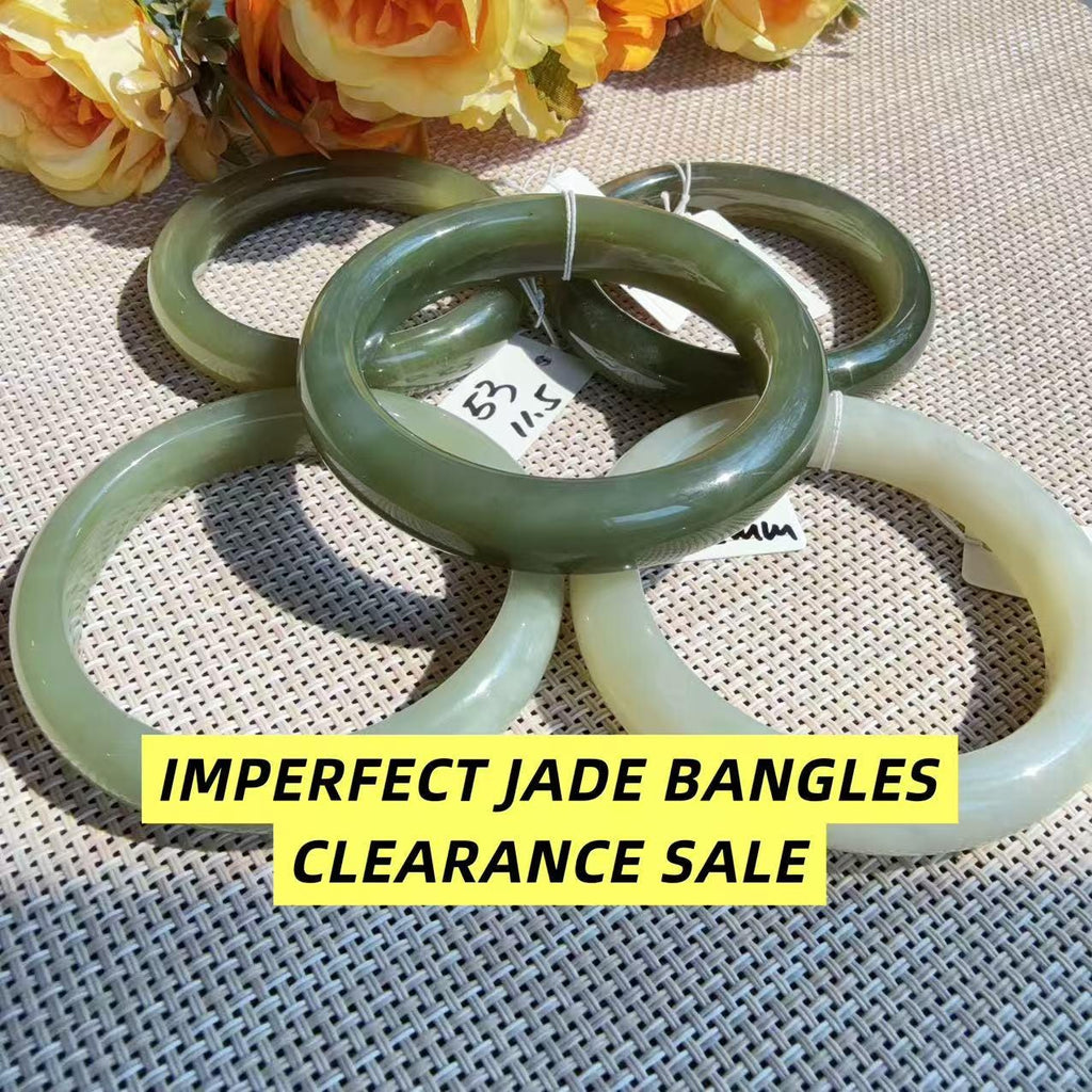 SALE! Natural Jade Bangle Clearance | Imperfect Nephrite Jade Bracelet | Stone Lines & Cracks | Discount Jade Bangles