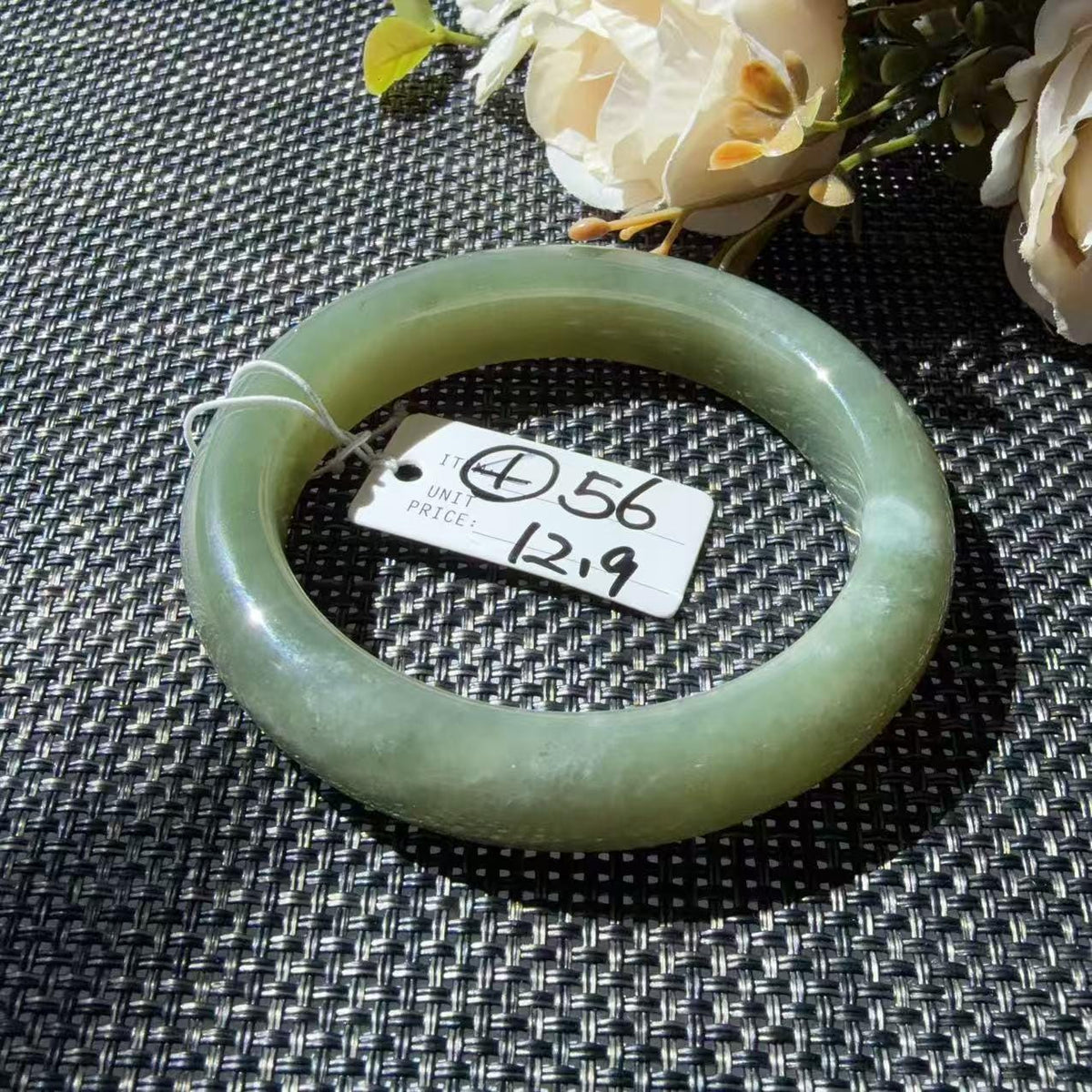DEAL! Natural Green Nephrite Jade Bangle, Size 55-57mm Lake Green Jade Bracelet, Affordable Everyday Jade Bangle, One of a Kind Jade Jewelry