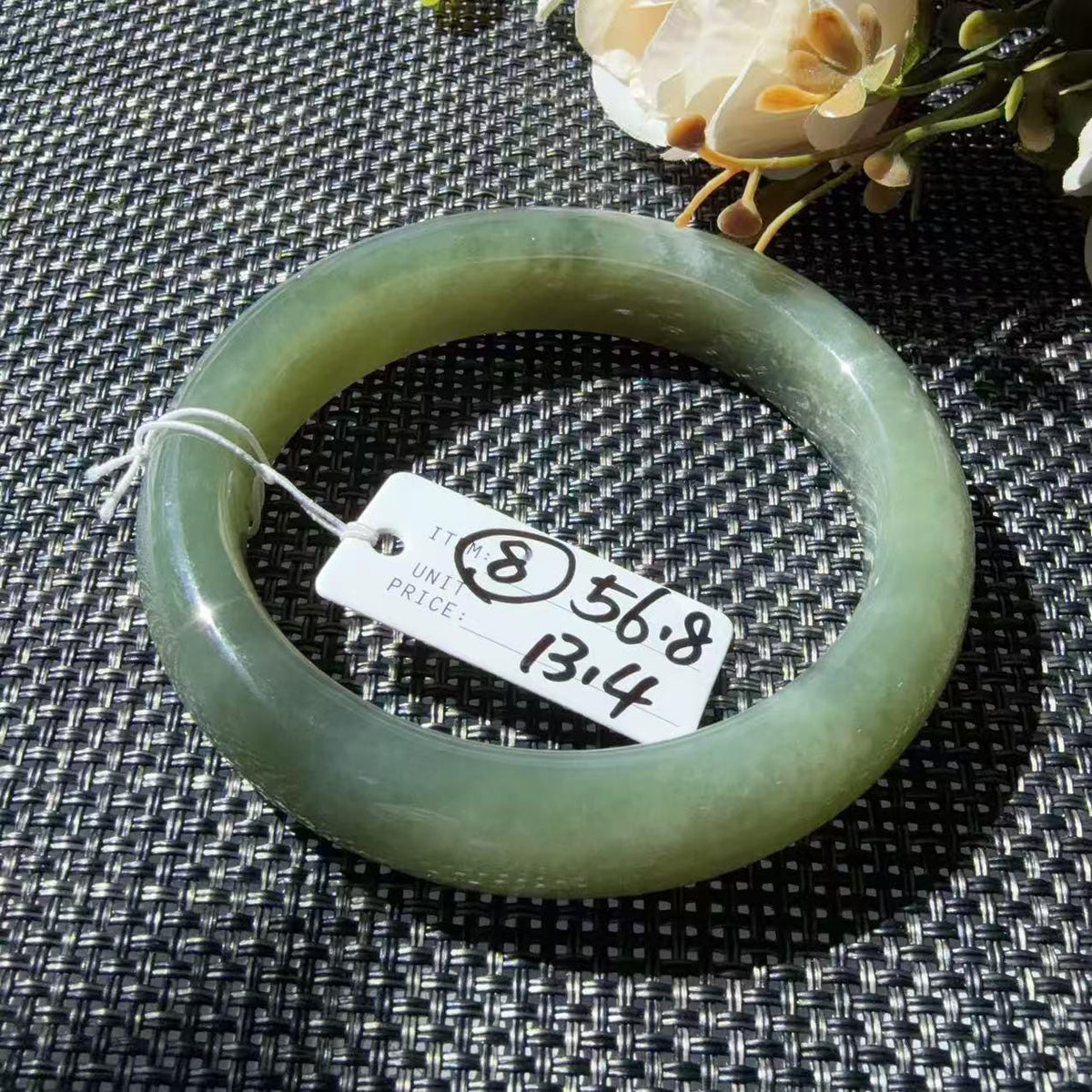 DEAL! Natural Green Nephrite Jade Bangle, Size 55-57mm Lake Green Jade Bracelet, Affordable Everyday Jade Bangle, One of a Kind Jade Jewelry