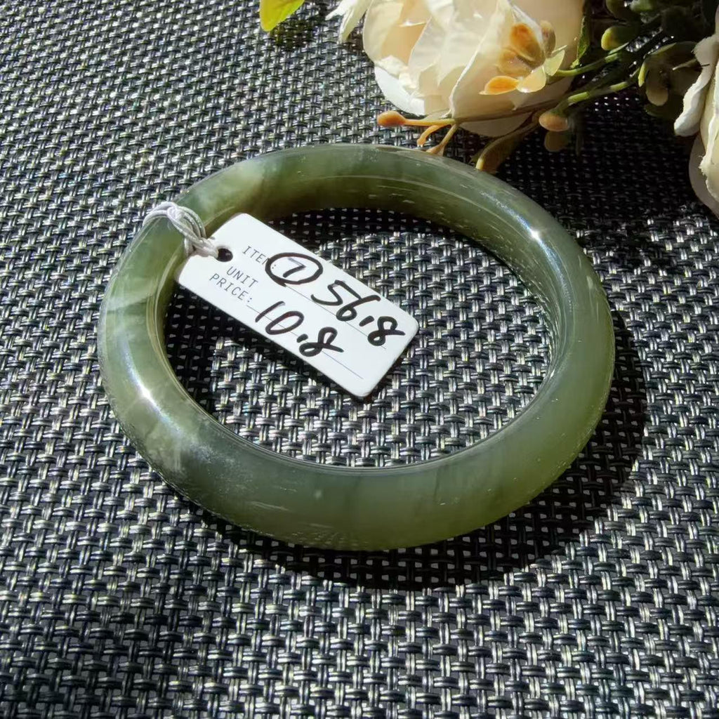 DEAL! Natural Green Nephrite Jade Bangle, Size 55-57mm Lake Green Jade Bracelet, Affordable Everyday Jade Bangle, One of a Kind Jade Jewelry