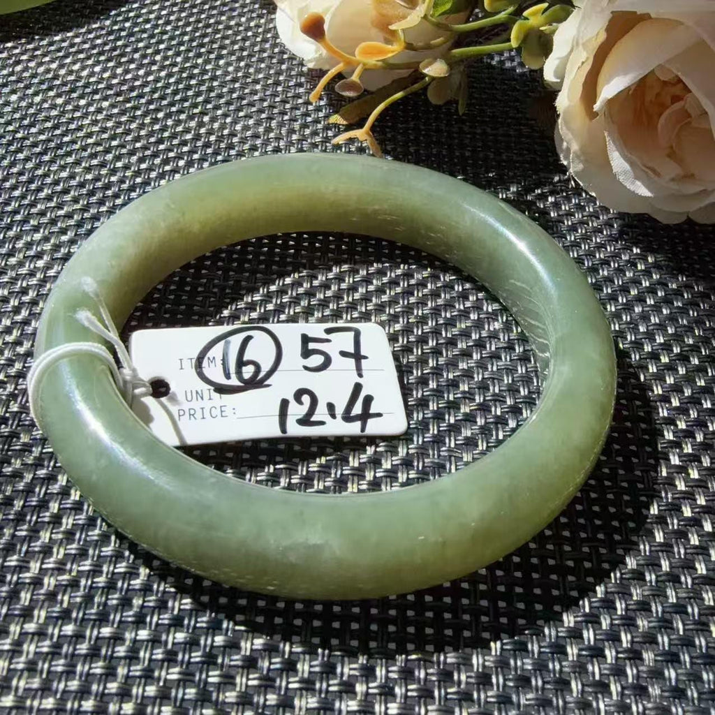 DEAL! Natural Green Nephrite Jade Bangle, Size 55-57mm Lake Green Jade Bracelet, Affordable Everyday Jade Bangle, One of a Kind Jade Jewelry