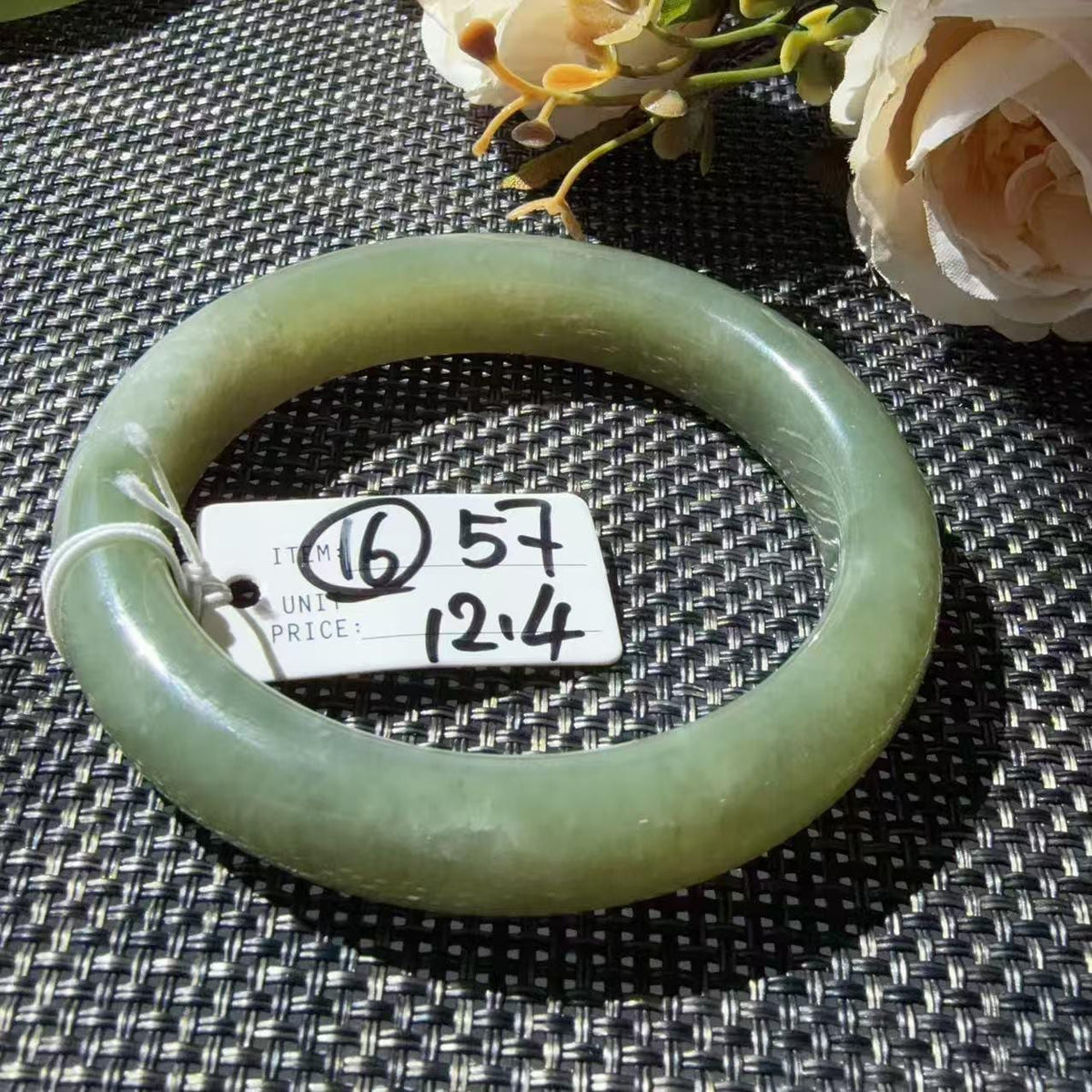 DEAL! Natural Green Nephrite Jade Bangle, Size 55-57mm Lake Green Jade Bracelet, Affordable Everyday Jade Bangle, One of a Kind Jade Jewelry