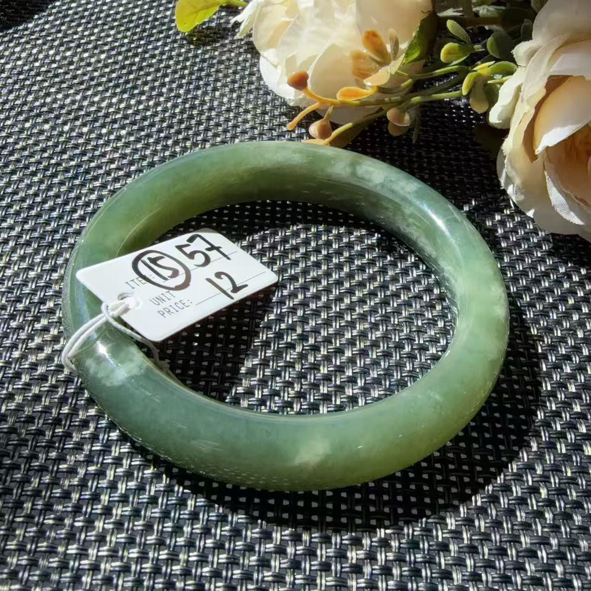 DEAL! Natural Green Nephrite Jade Bangle, Size 55-57mm Lake Green Jade Bracelet, Affordable Everyday Jade Bangle, One of a Kind Jade Jewelry