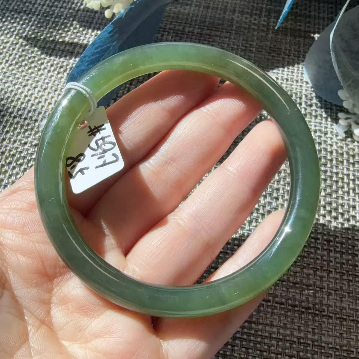 Certified Natural Green Jade Bangle , Iced Lake Green Slim Nephrite Jade Bangle , 53-60mm Size Jade Bangle Bracelet