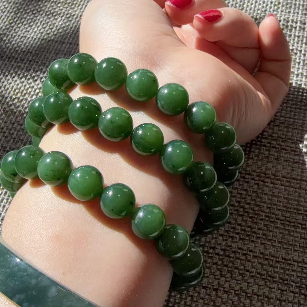 DEAL! Certifeid Green Jade Bracelet ,10mm Green Jade Bracelet , Natural Nephrite Beads, Minimalist Luxury Jewelry, Certified Jade Gift