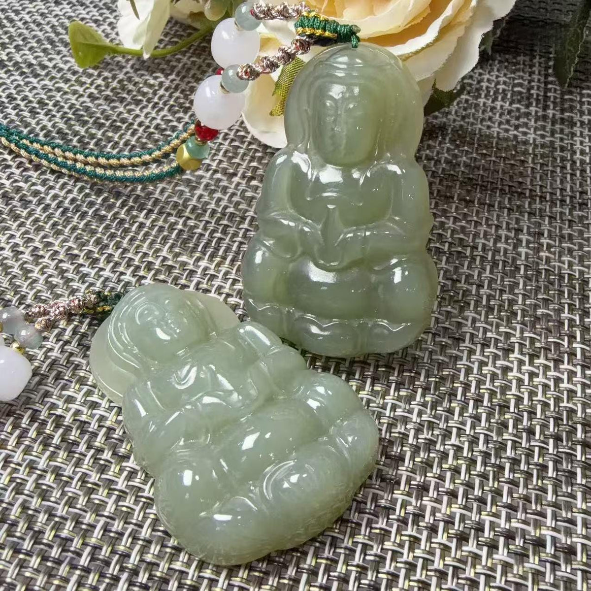 Certified Large Icy Green Jade Guanyin Necklace, Natural Jade Kwan Yin Pendant, Adjustable 28 Inch Cord, Unisex Jade Jewelry, One of a Kind