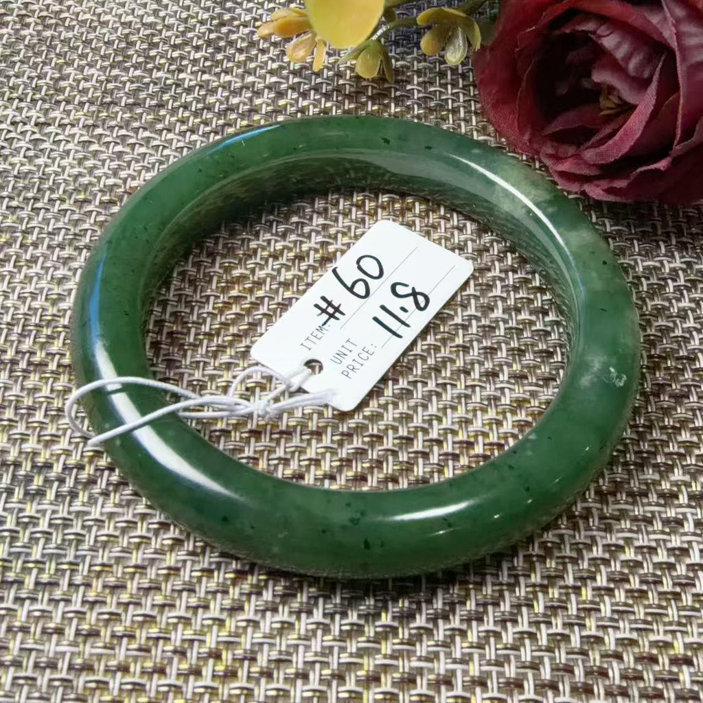 Natural Nephrite Jade Bangle, Rich Green Jade Bracelet, Classic Wide Jade Bangle, Genuine Green Jade Jewelry, 52-60mm Bangle, One of a Kind