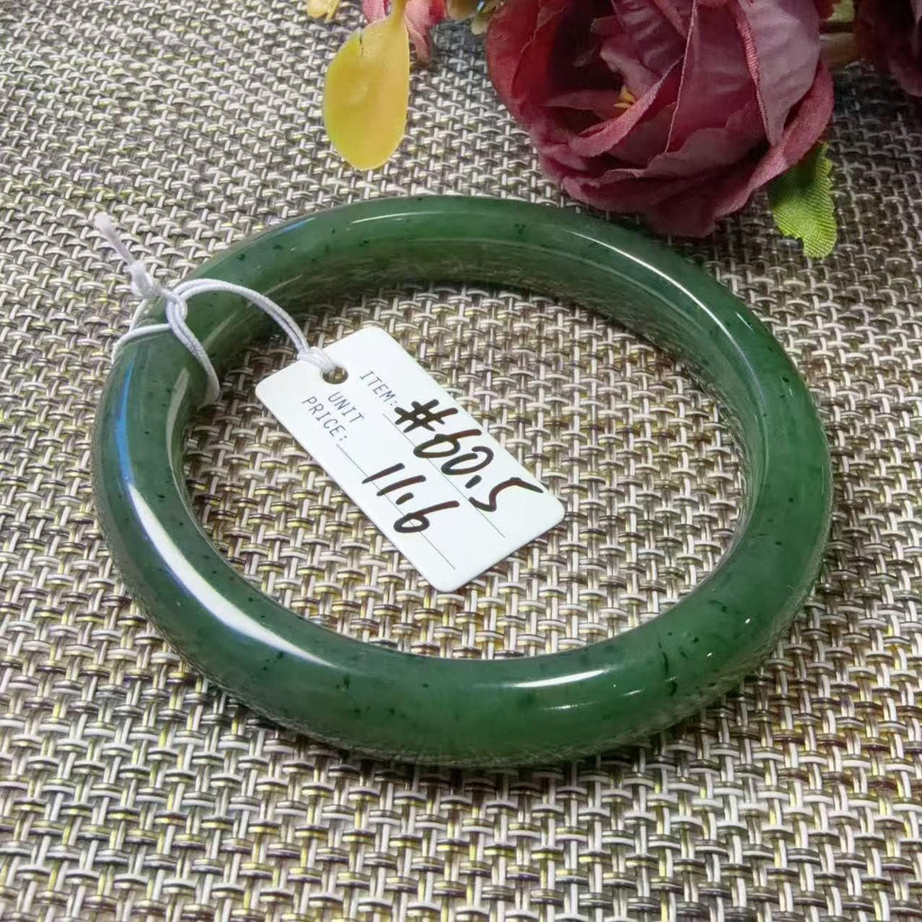 Natural Nephrite Jade Bangle, Rich Green Jade Bracelet, Classic Wide Jade Bangle, Genuine Green Jade Jewelry, 52-60mm Bangle, One of a Kind