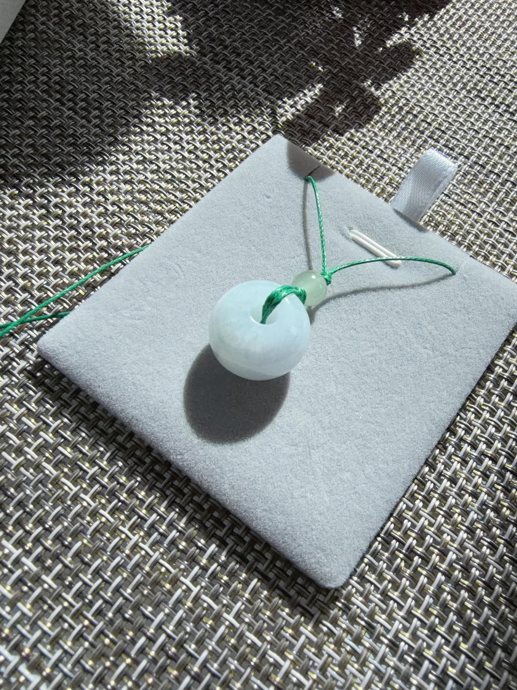 Natural Pale Green Jadeite Rollo Bead Pendant, 17x12.5mm Thick Jadeite Necklace, Adjustable Cord, Minimalist Jadeite Jewelry