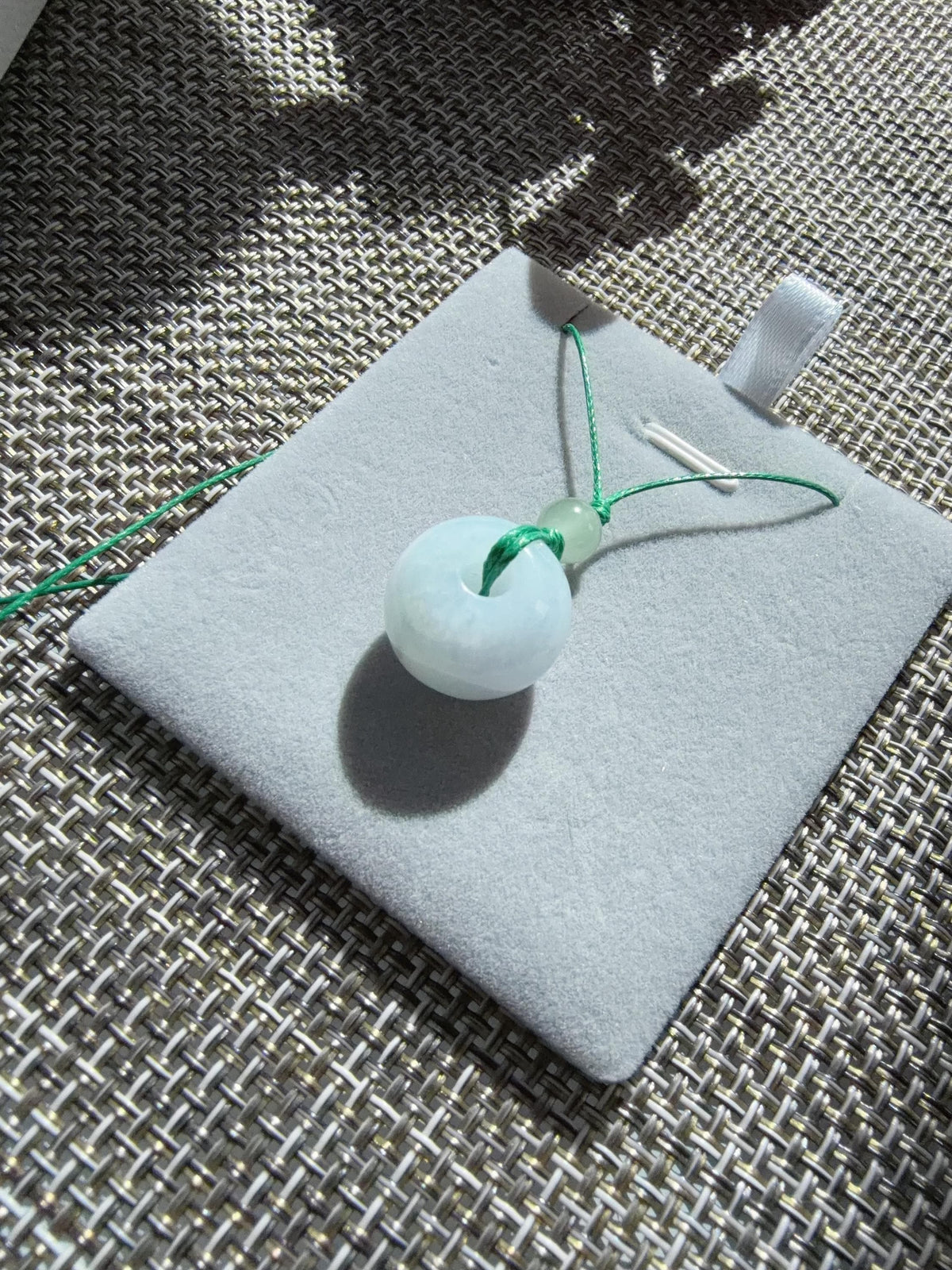 Natural Pale Green Jadeite Rollo Bead Pendant, 17x12.5mm Thick Jadeite Necklace, Adjustable Cord, Minimalist Jadeite Jewelry