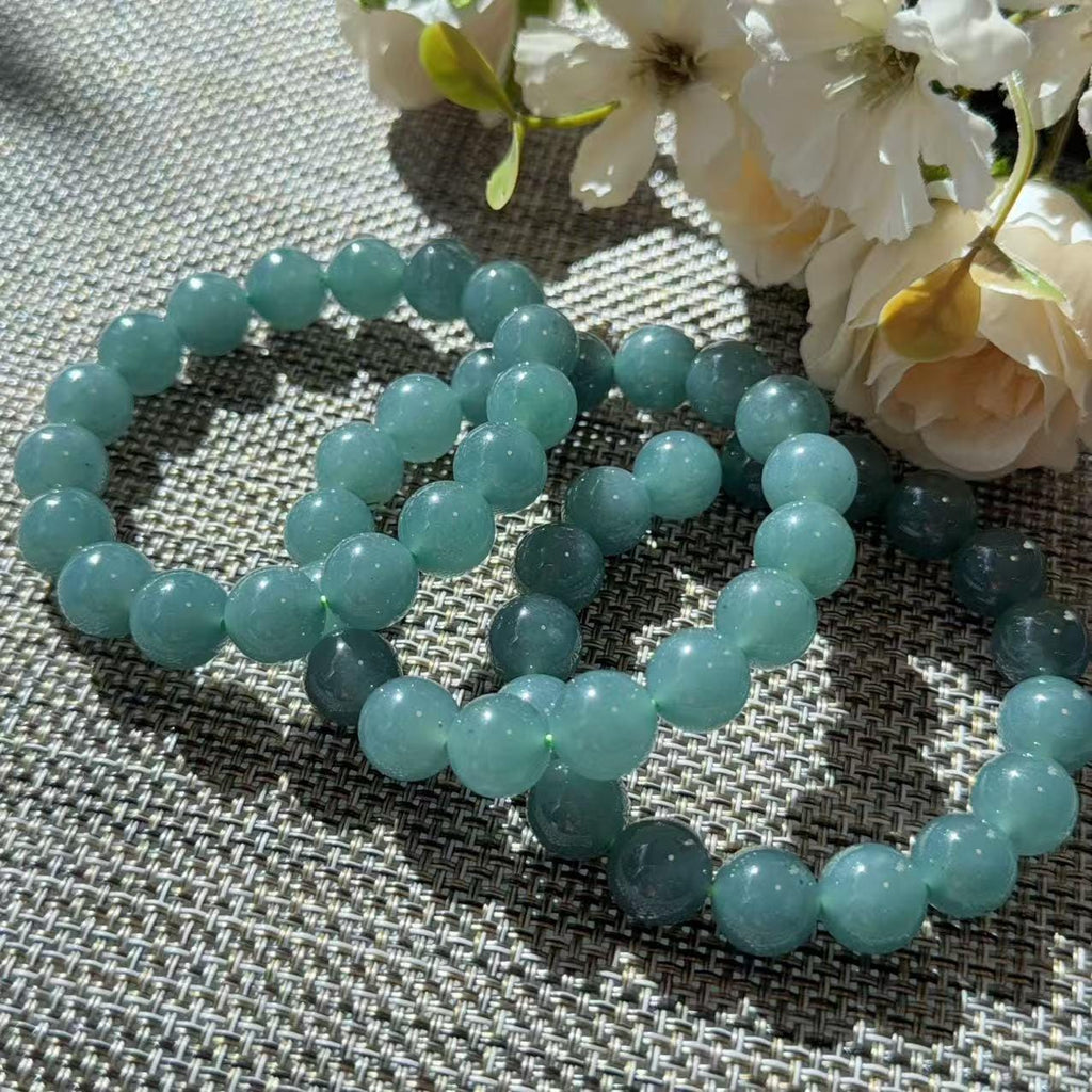 Certified Natural Blue Jadeite Bracelet , Icy Blue Jade Bracelet , 7mm Jadeite Bead Bracelet , Certified Grade A Jade , Minimalist Jewelry