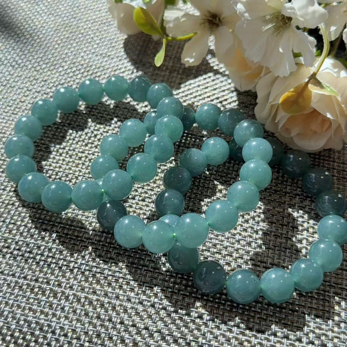 Certified Natural Blue Jadeite Bracelet , Icy Blue Jade Bracelet , 7mm Jadeite Bead Bracelet , Certified Grade A Jade , Minimalist Jewelry