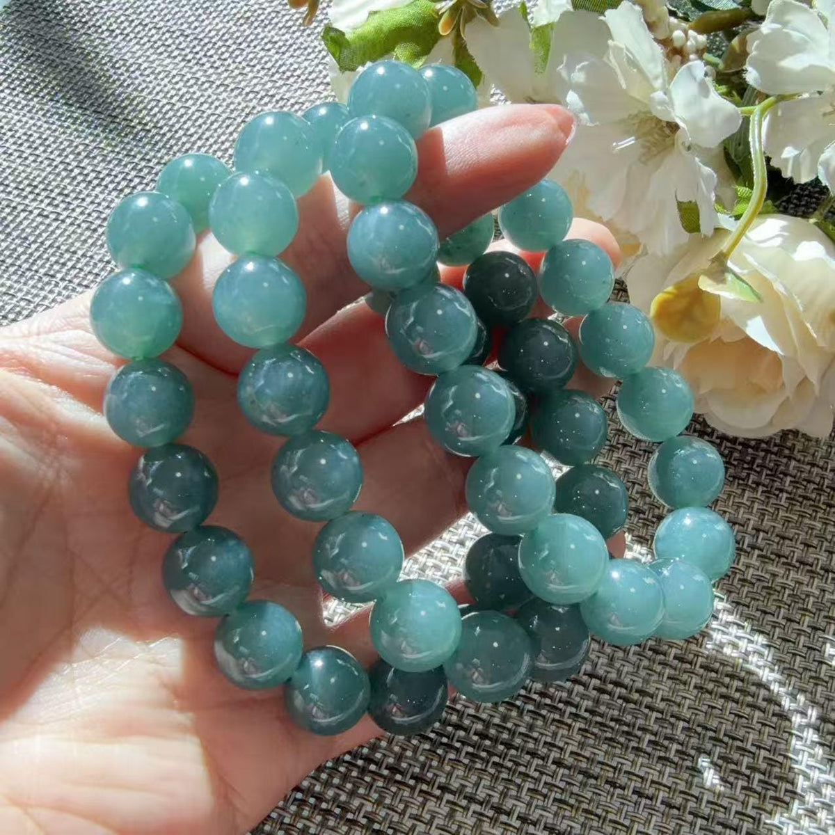 Certified Natural Blue Jadeite Bracelet , Icy Blue Jade Bracelet , 7mm Jadeite Bead Bracelet , Certified Grade A Jade , Minimalist Jewelry