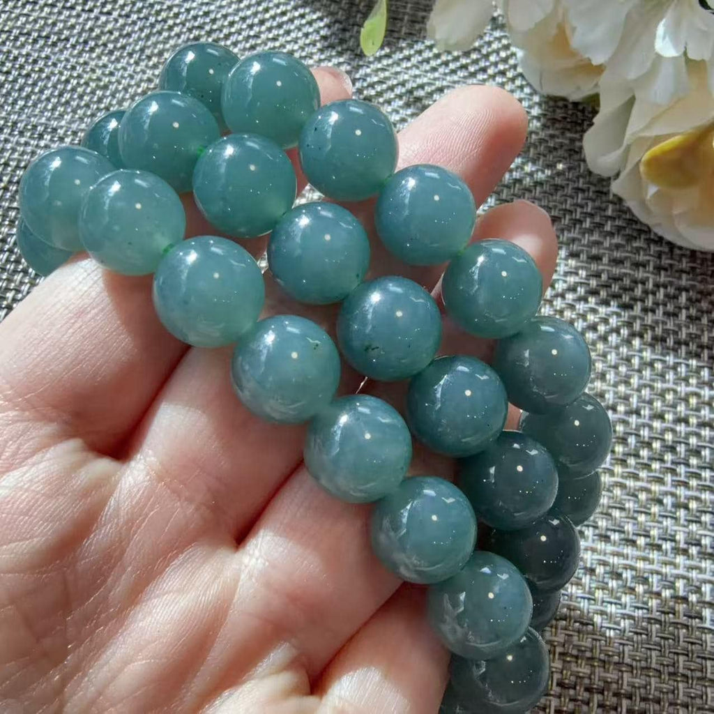 Certified Natural Blue Jadeite Bracelet , Icy Blue Jade Bracelet , 7mm Jadeite Bead Bracelet , Certified Grade A Jade , Minimalist Jewelry