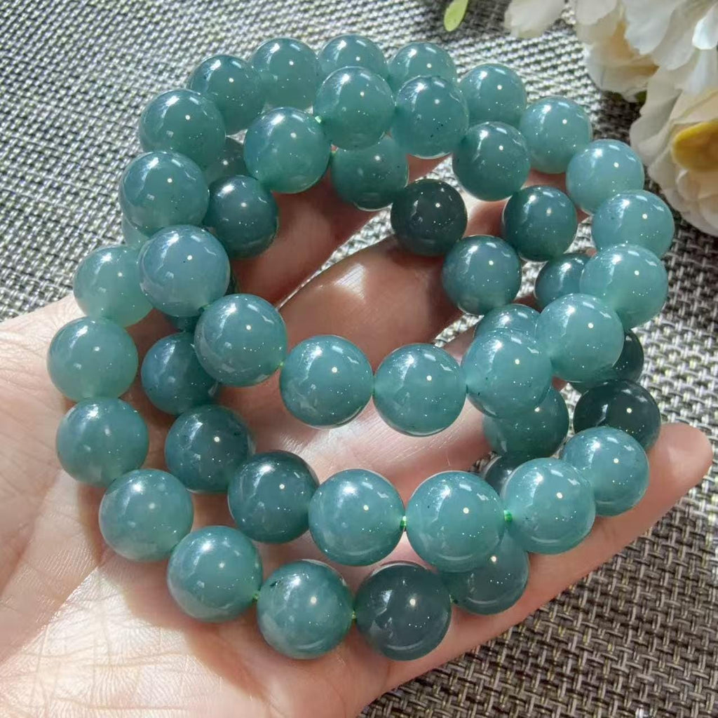 Certified Natural Blue Jadeite Bracelet , Icy Blue Jade Bracelet , 7mm Jadeite Bead Bracelet , Certified Grade A Jade , Minimalist Jewelry