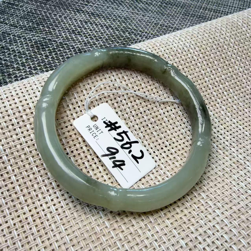 Natural Nephrite Jade Bangle, One of a Kind Hand Carved Jade Bracelet, White Green Jade Bangle, Unique Carved Jade Jewelry