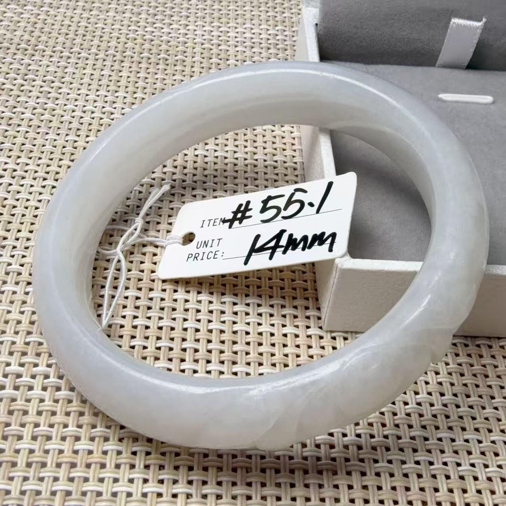 Deal! Natural White Jade Carved Bangle | Floral Jade Bracelet | Slim Round Bangle | Small Size Jade Jewelry | Handmade Gemstone Bracelet