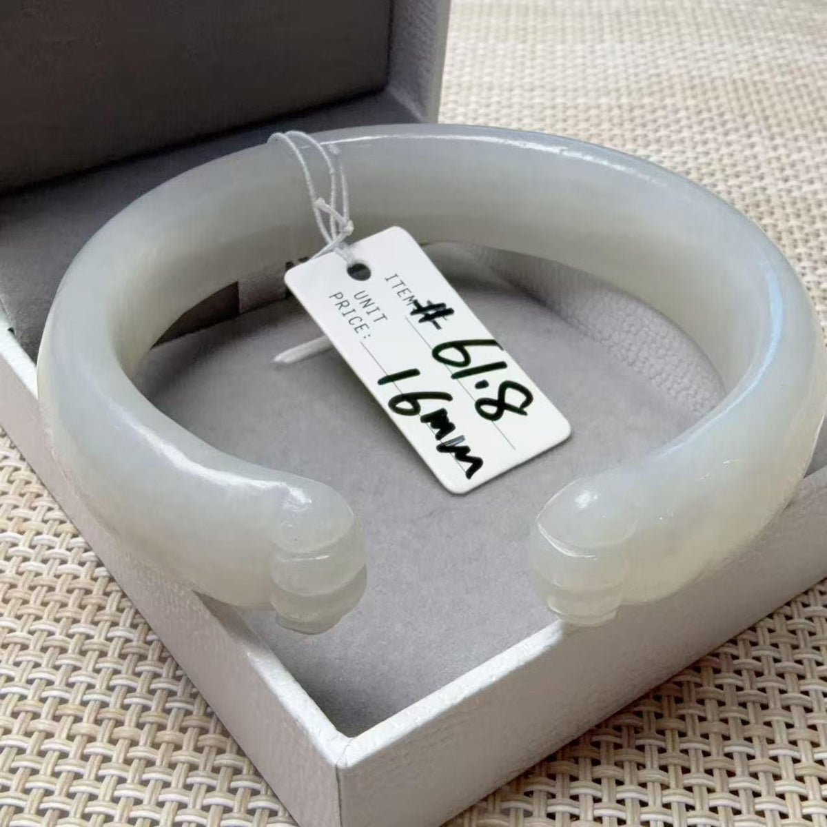 Natural White Nephrite Jade Cat Paw Bangle, Extra Large 61.7–61.8mm, Wide Open Cuff Bracelet, Hand Carved Jade Bracelet