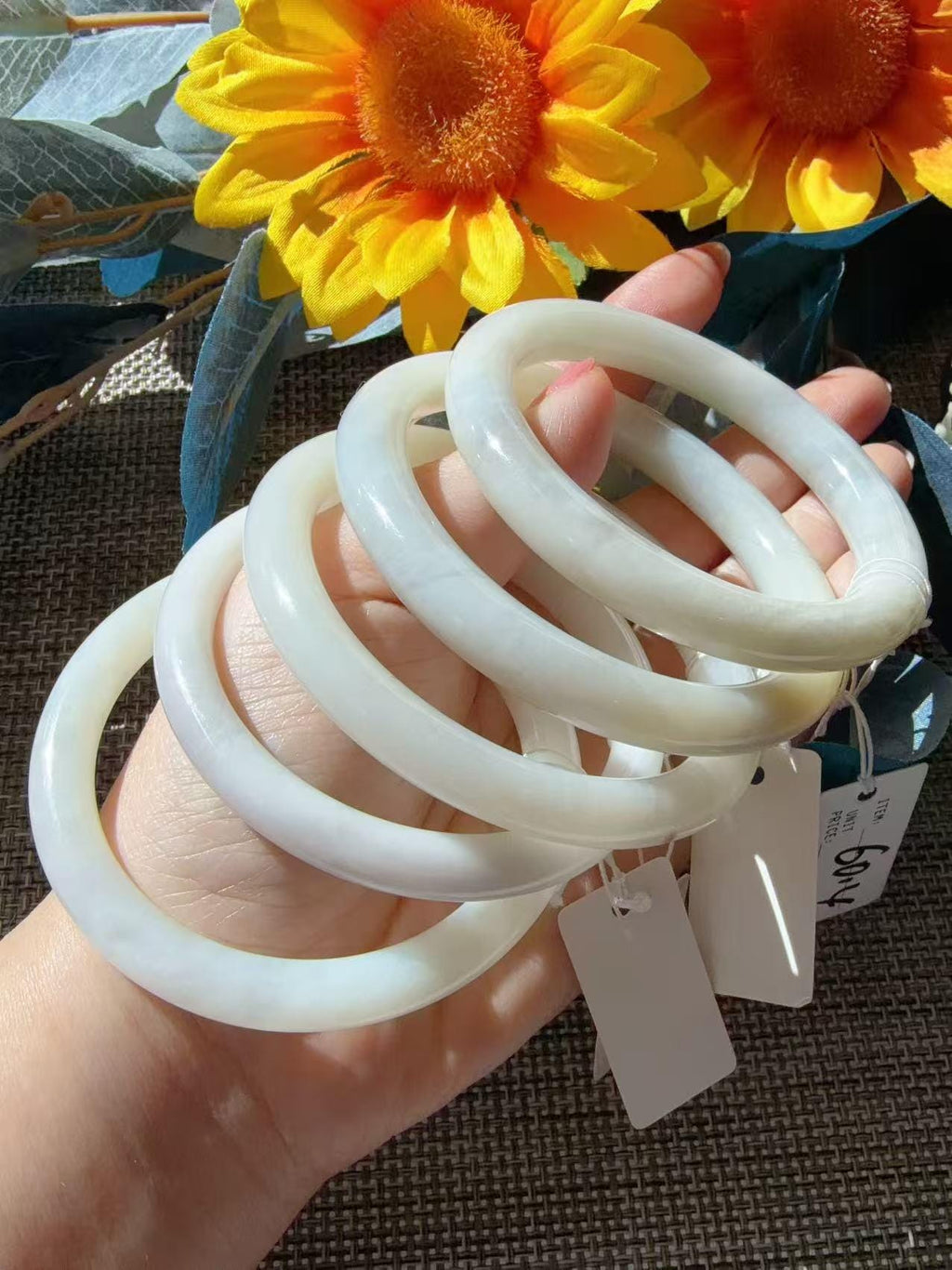 Natural Milky White Nephrite Jade Bangle | One of a Kind Jade Bangle Bracelet | 52-60mm Round Bangle | Certificate Included, Slim Bangle