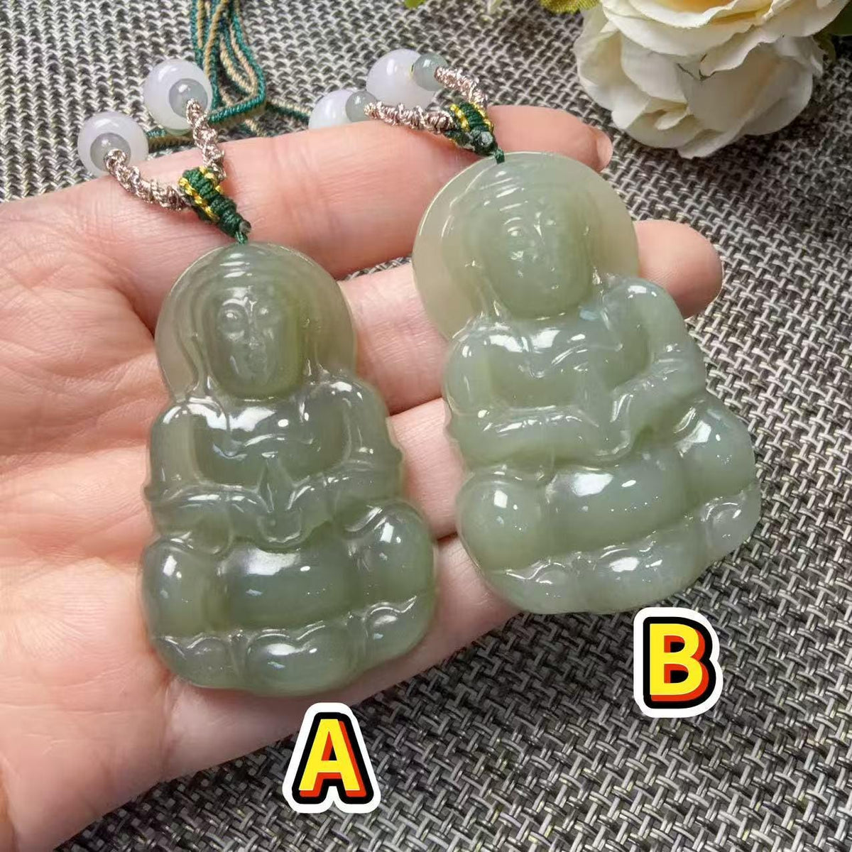 Certified Large Icy Green Jade Guanyin Necklace, Natural Jade Kwan Yin Pendant, Adjustable 28 Inch Cord, Unisex Jade Jewelry, One of a Kind