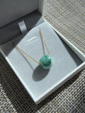 Natural Green Jadeite Rollo Bead Necklace, 13x14mm Jadeite Pendant, Minimalist Green Jadeite Jewelry, Certificate Included