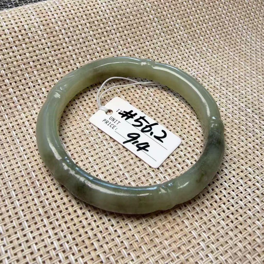 Natural Nephrite Jade Bangle, One of a Kind Hand Carved Jade Bracelet, White Green Jade Bangle, Unique Carved Jade Jewelry