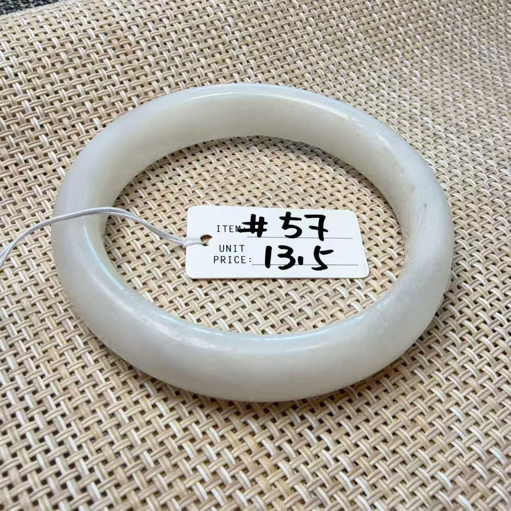 Natural Nephrite Jade Bangle, One of a Kind Hand Carved Jade Bracelet, White Green Jade Bangle, Unique Carved Jade Jewelry