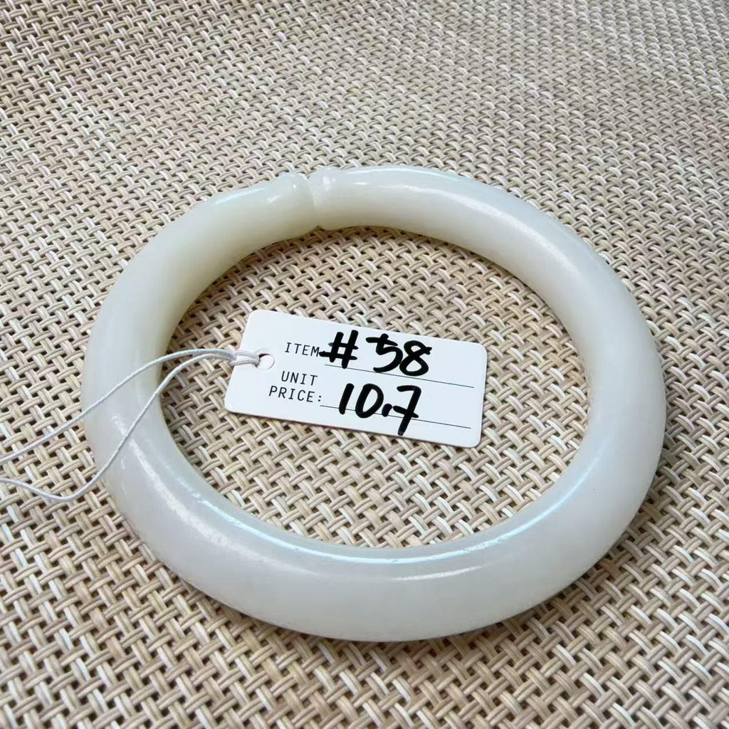 Natural Nephrite Jade Bangle, One of a Kind Hand Carved Jade Bracelet, White Green Jade Bangle, Unique Carved Jade Jewelry