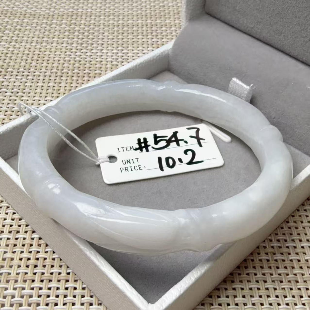 Deal! Natural White Jade Carved Bangle | Floral Jade Bracelet | Slim Round Bangle | Small Size Jade Jewelry | Handmade Gemstone Bracelet