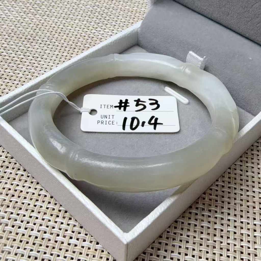 Deal! Natural White Jade Carved Bangle | Floral Jade Bracelet | Slim Round Bangle | Small Size Jade Jewelry | Handmade Gemstone Bracelet