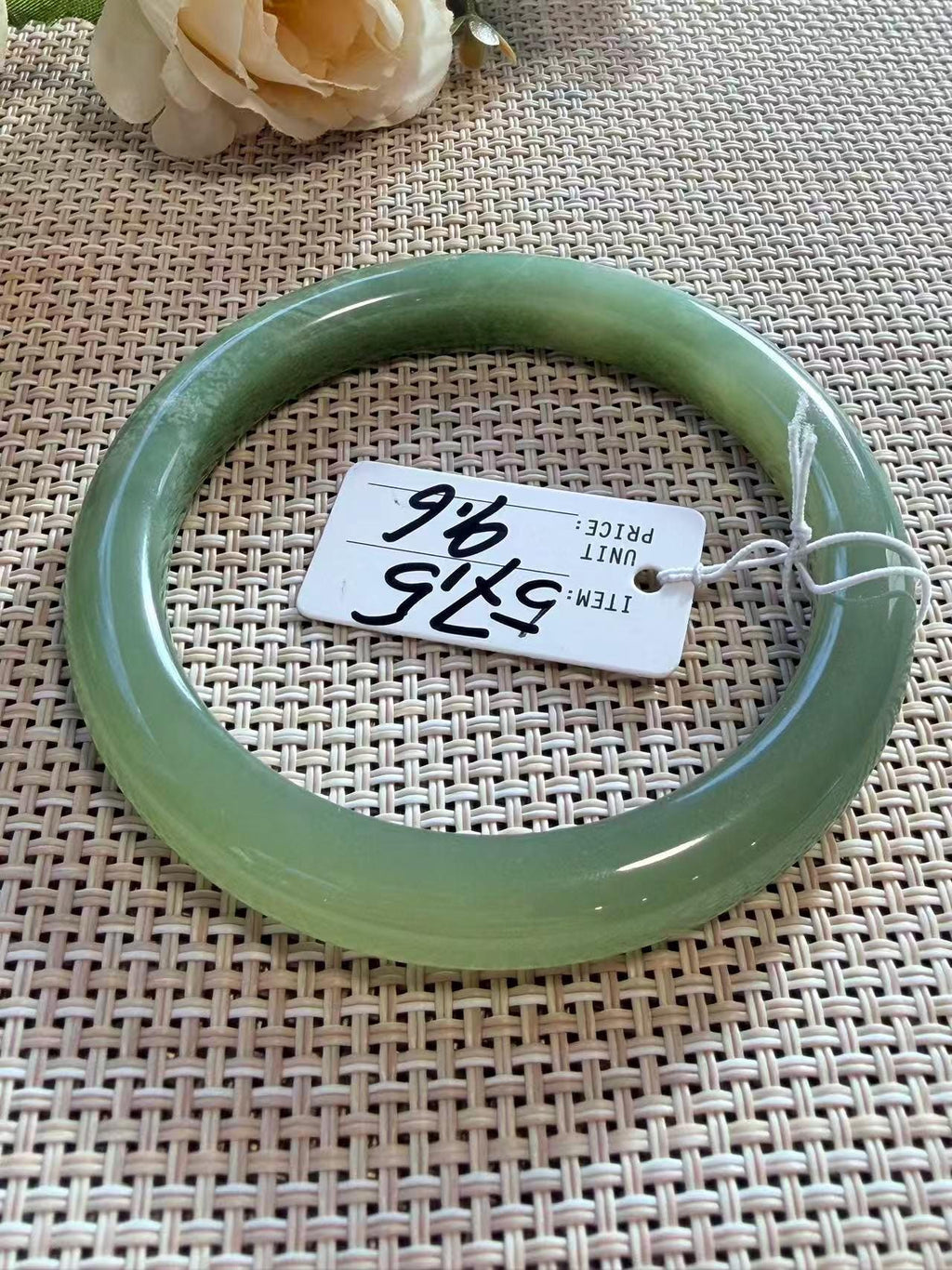 Certified Natural Icy Nephrite Jade Bangle, Vivid Green Two Tone Jade, Water Grass Pattern Jade, 55-57.5mm Round Bangle, One of a Kind