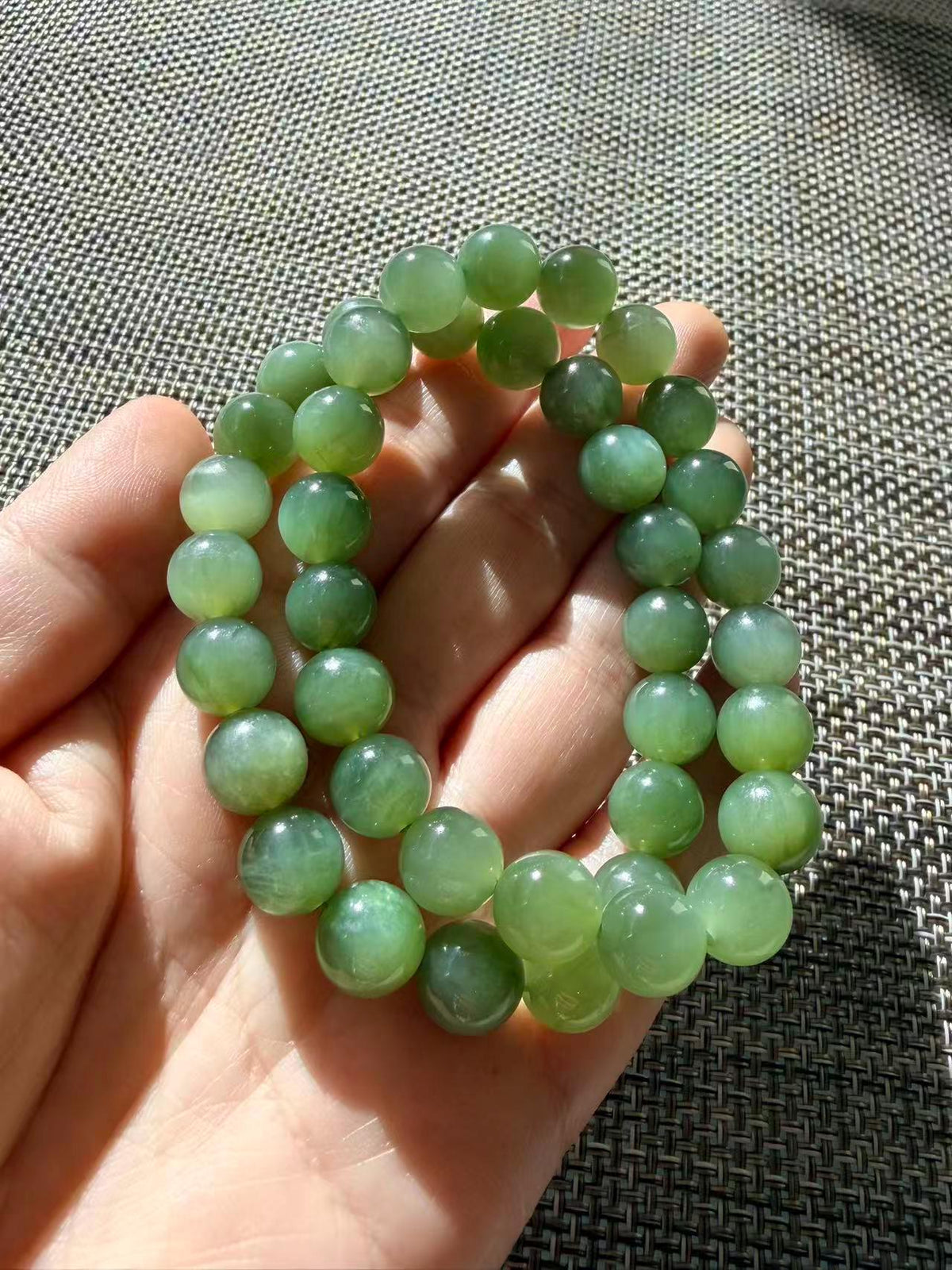 Natural Nephrite Jade Bracelet | Soft Moss Green 10mm Beads | Semi-Translucent Gemstone | Certified Premium Grade Jade | Jade Jewelry