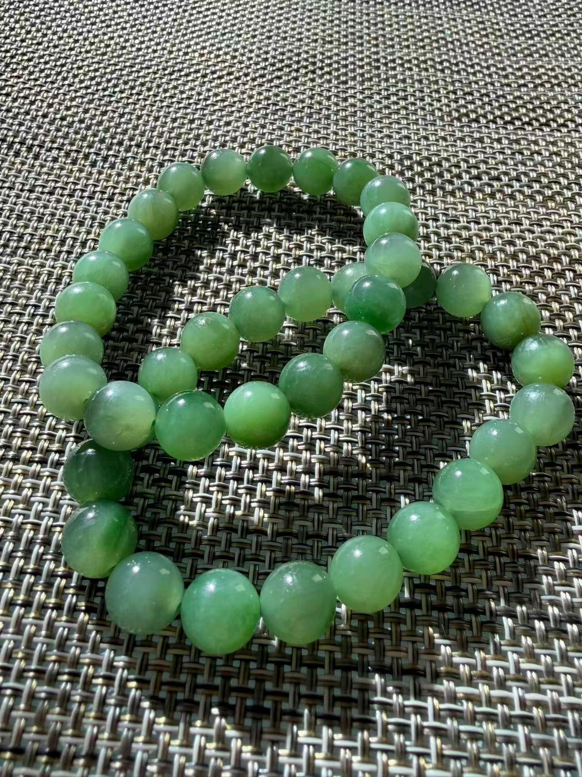 Natural Nephrite Jade Bracelet | Soft Moss Green 10mm Beads | Semi-Translucent Gemstone | Certified Premium Grade Jade | Jade Jewelry
