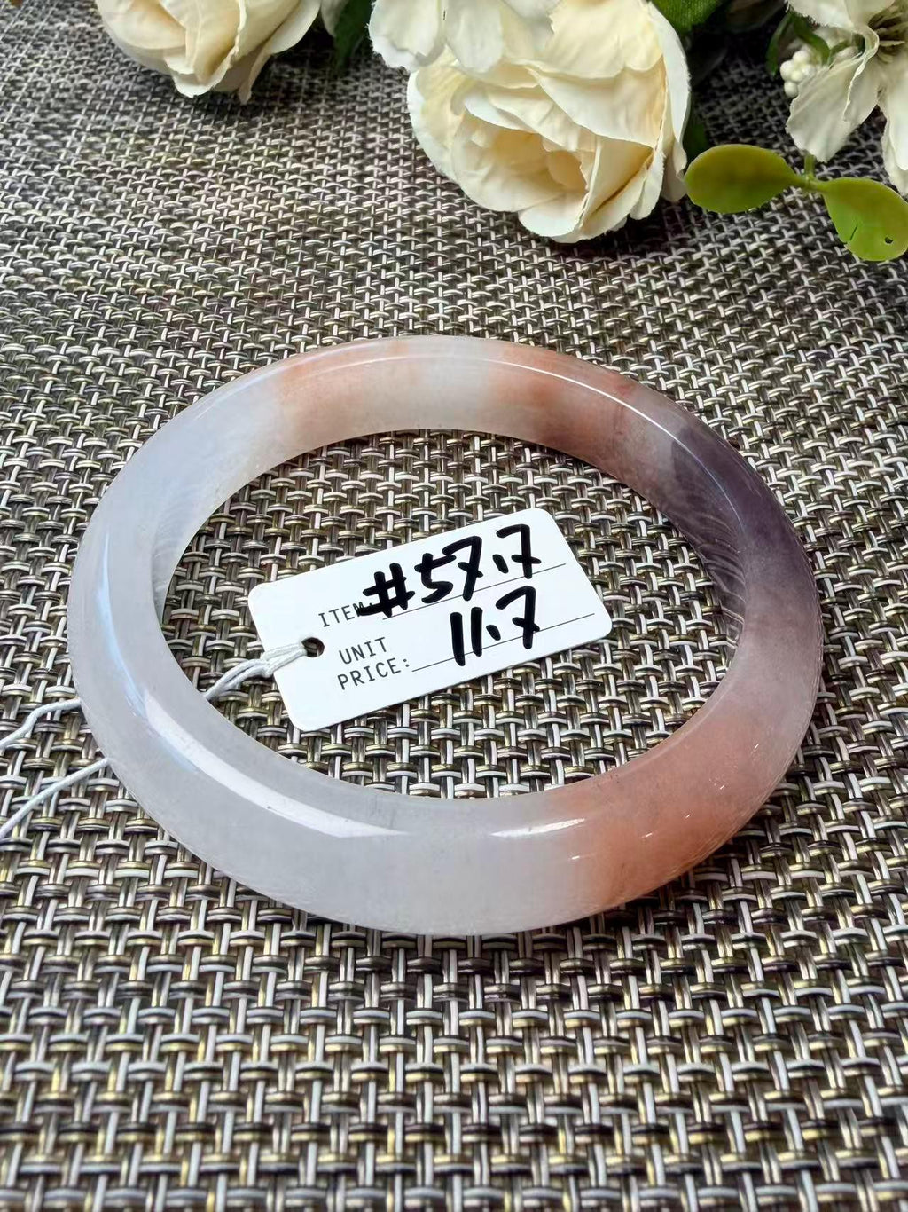 Rose Dusk Natural Quartzite Jade Bangle, Pink Purple Wide Bangle, One of a Kind Stone Bracelet, Certificate Included, 57-65mm Size Bangle
