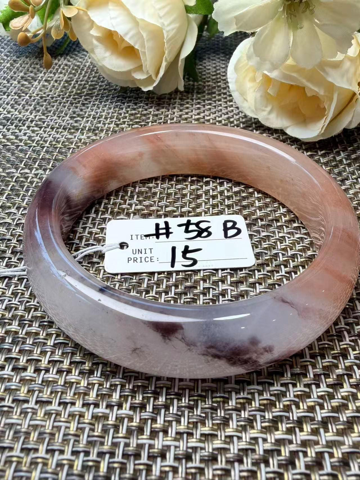 Rose Dusk Natural Quartzite Jade Bangle, Pink Purple Wide Bangle, One of a Kind Stone Bracelet, Certificate Included, 57-65mm Size Bangle