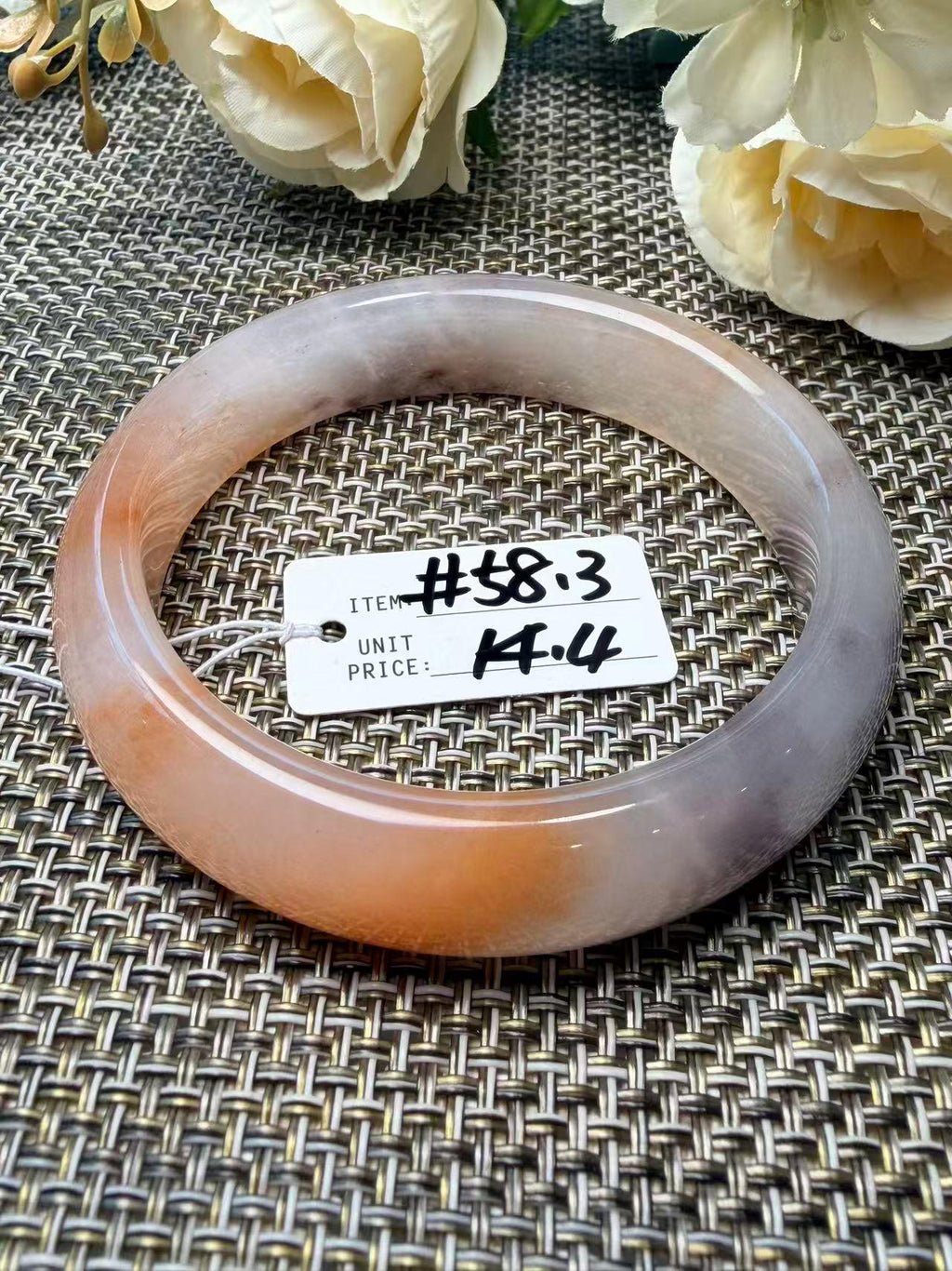 Rose Dusk Natural Quartzite Jade Bangle, Pink Purple Wide Bangle, One of a Kind Stone Bracelet, Certificate Included, 57-65mm Size Bangle