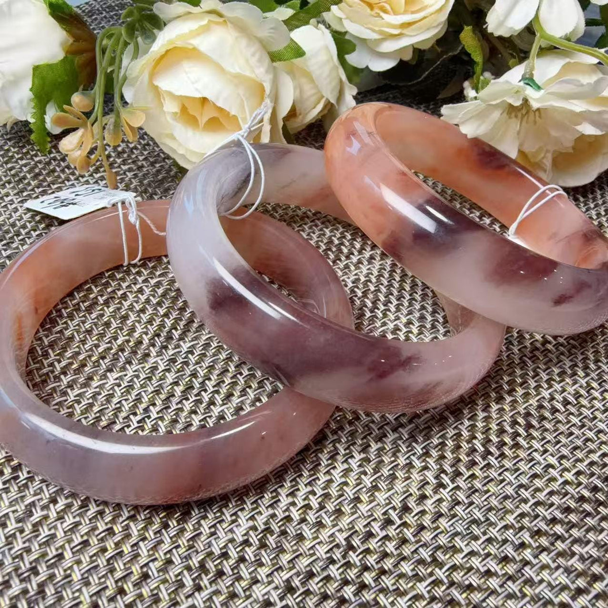 Rose Dusk Natural Quartzite Jade Bangle, Pink Purple Wide Bangle, One of a Kind Stone Bracelet, Certificate Included, 57-65mm Size Bangle